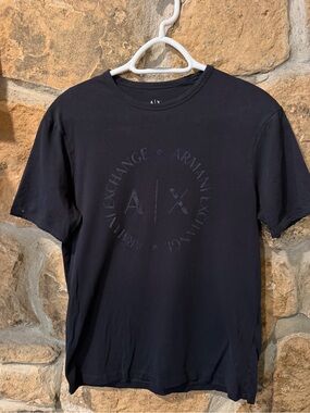 Armani Exchange Black Short-Sleeve Logo Tee
